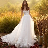 bohemian lace wedding dresses elegant sleeveless beach 2021 bridal gowns romantic princess garden country style vestido de noiva