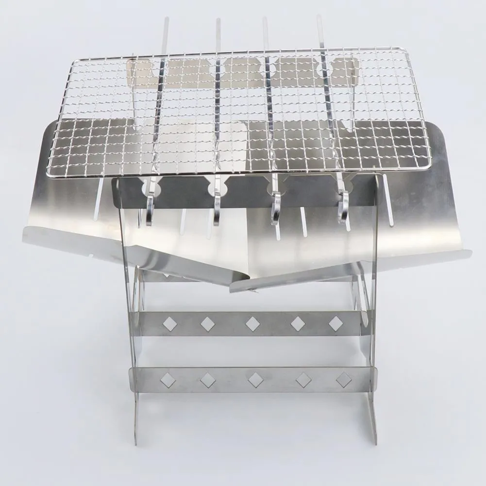 

Folding Outdoor Camping Campfire Wood Fire Stove Ultralight BBQ Cooking Stoves Stainless Steel Multi-functional Bonfire Table