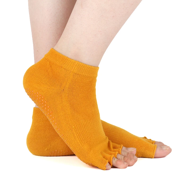 Носки для йоги нескользящие ремни с захватами Toeless половина носок носки Пилатес