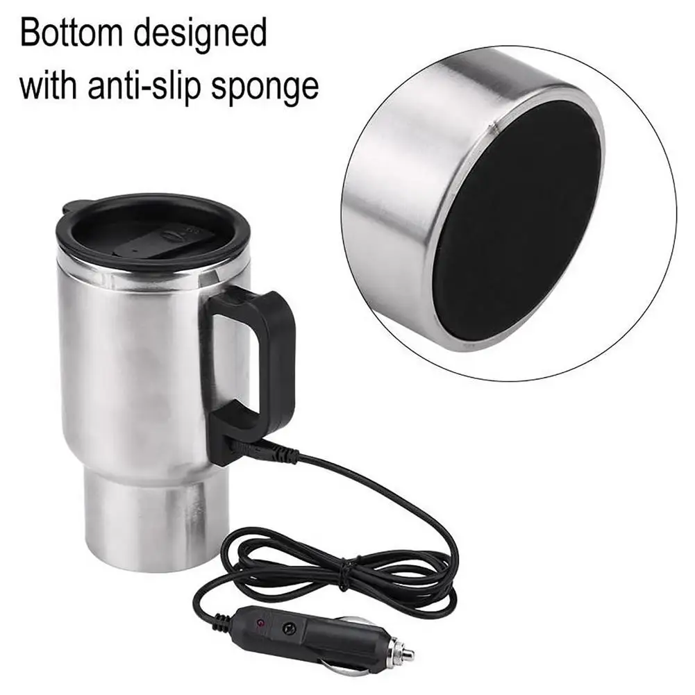 Auto Car Heating Cup Kettle Boiling Stainless Steel 12 V Electric Thermos Water Heater Kettle Portable 500ML Travel Coffee Mug