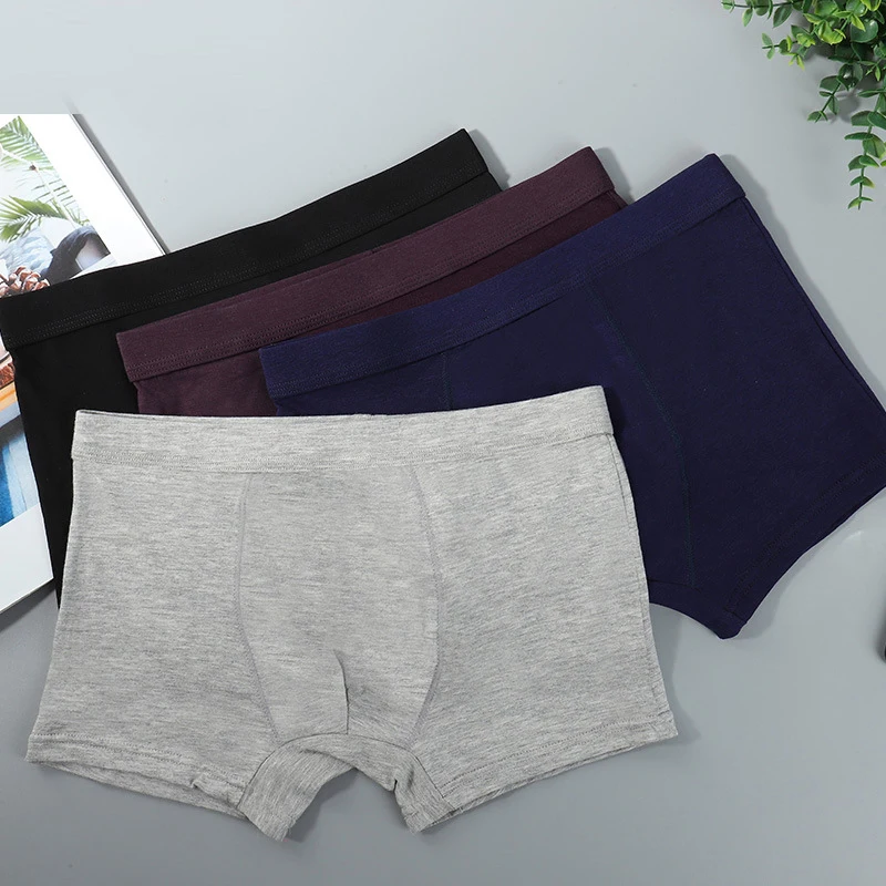 

Hot Sale Men Solid Breathable Underwear Cotton Boxers Skin-friendly and Cozy Underpants Male Sport Sleep Boxers