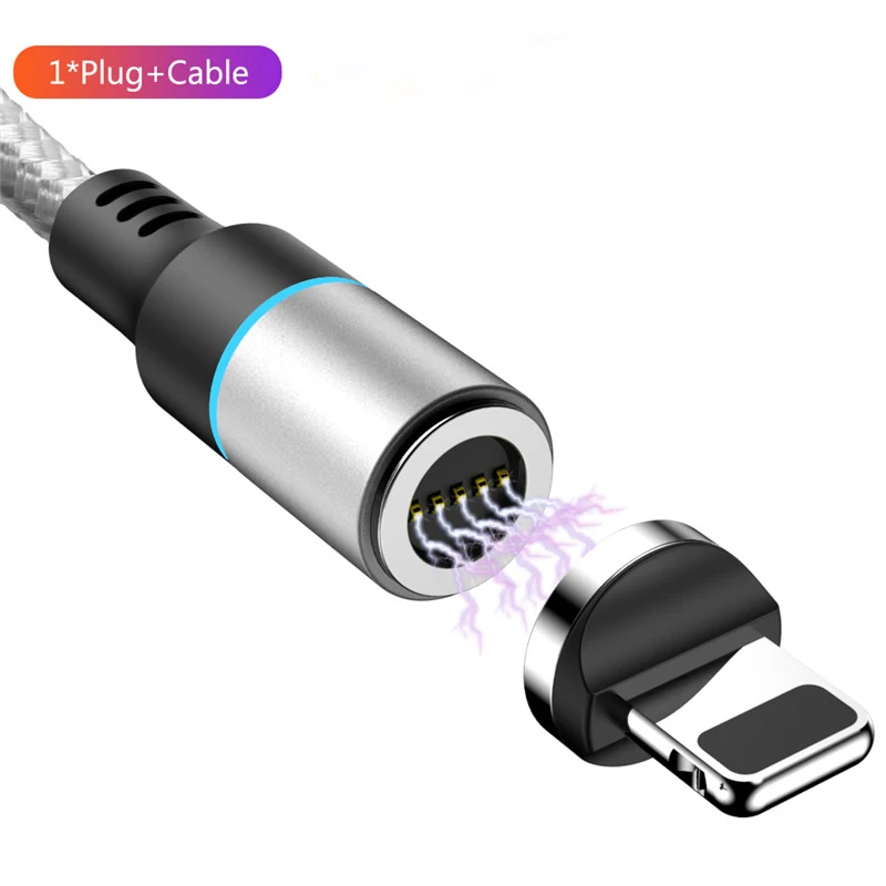 1 м светодиодный магнитный usb-кабель для передачи данных для iPhone Xs Max X XR 8 7 6s 6 Plus 5 5S Быстрая зарядка USB type C Micro кабель для samsung Xiaomi - Color: Silver