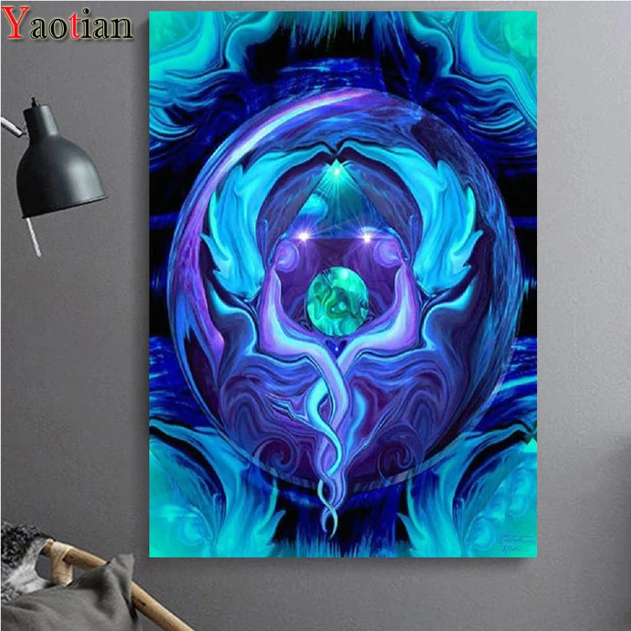 

5D кристаллическая квадратная картина из страз «сделай сам», вышивка, украшение для дома, синий абстрактный узор, мозаика, подарок, вышивка к...