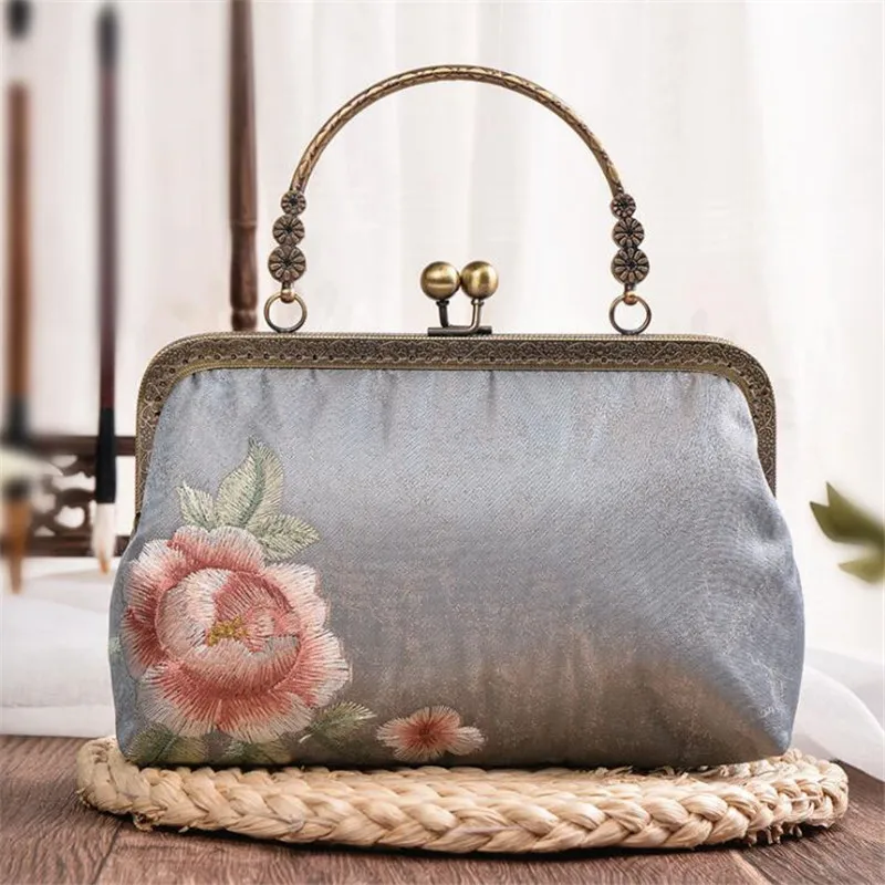 

Vintage Women Shoulder Bags Embroidery Flowers Wedding Handbags Handmade Banquet Tote Party Bags Drop Shipping MN1471