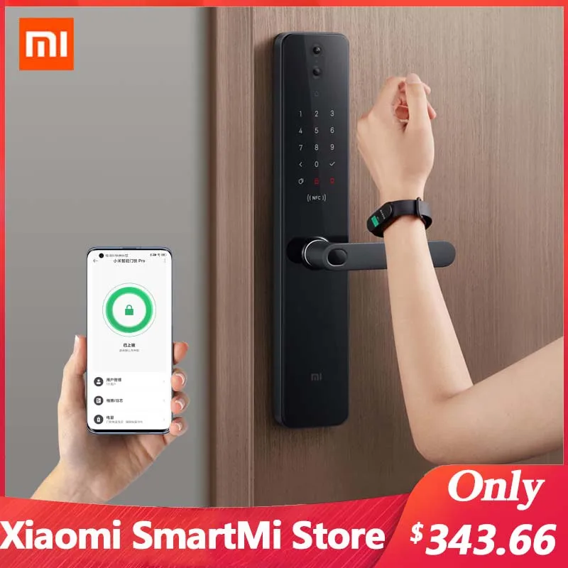 

2021 Xiaomi смарт-замок для двери Pro электронный замок приложение голосовой удаленный NFC разблокировка работает Mijia Apple HomeKit связь с дверным звонк...