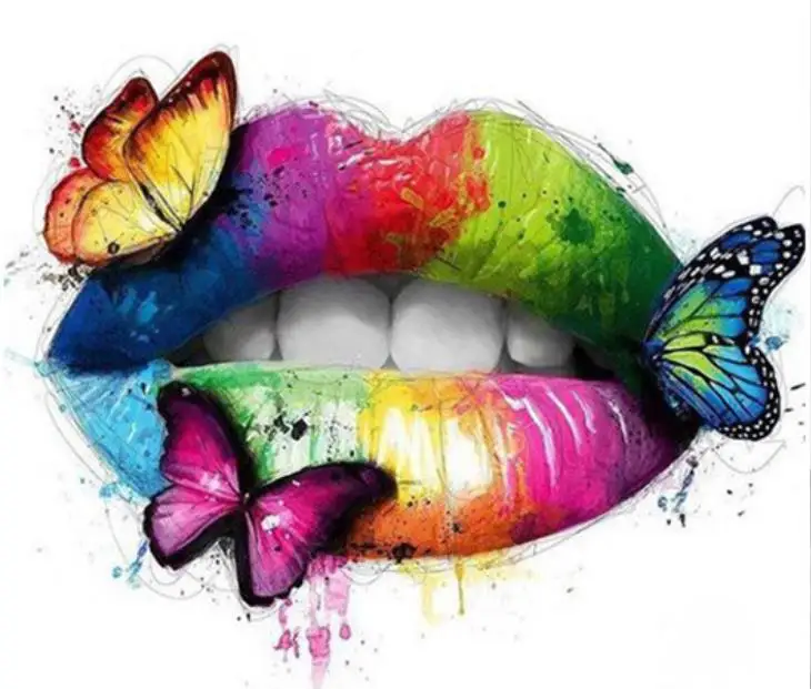 Полная алмазная живопись губы вышивка бабочка diy мозаика пейзаж бриллиантовые