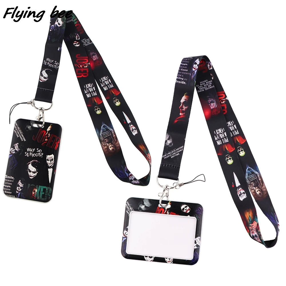 

Flyingbee X1946 Movie Figure Clown Lanyard Card ID Holder Car KeyChain ID Card Pass Gym Phone Badge Kids Key Ring Holder Jewelry