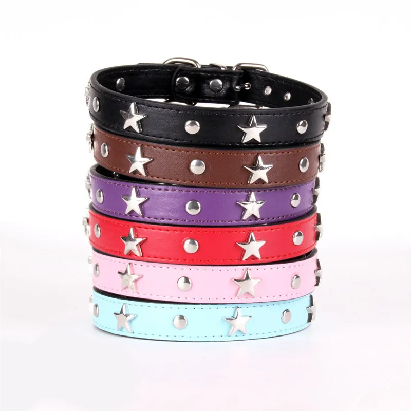 

Leather Star Dog Collar Adjustable Personalized Pet Collar Walking Training Dogs Collar Puppy Pets Necklace Product Martingale