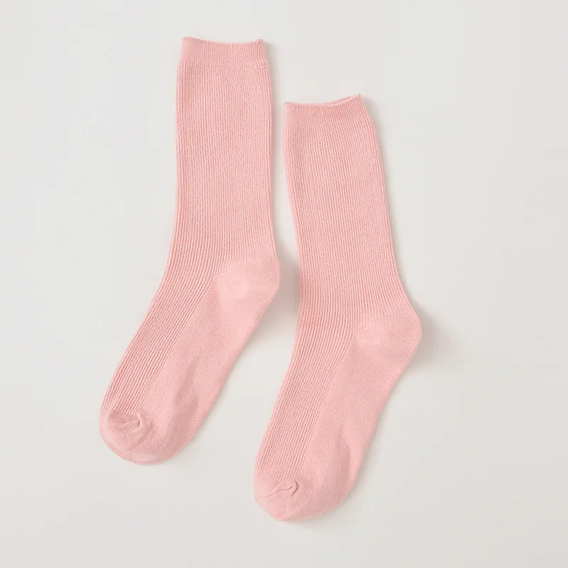 pink colour Новые цветные красочные Harajuku стиль ретро женские хлопчатобумажные забавные носки однотонные яркие цвета фиолетовый синий желтый розовый дизайнерские рождественские носки - Цвет: pink colour