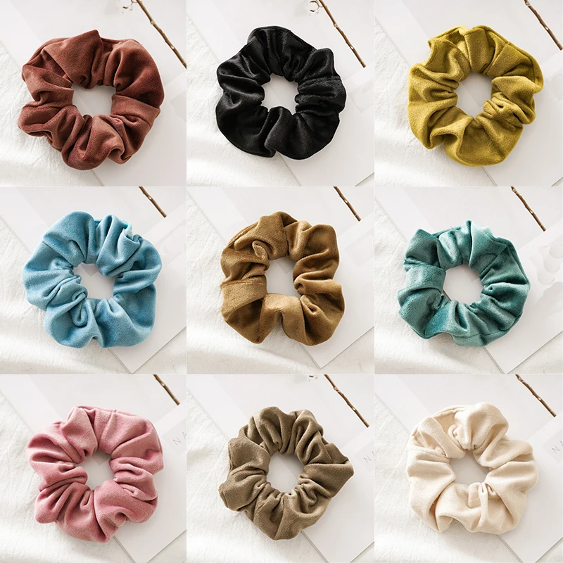 

Winter Solid Color Hair accessories Ponytail Soft Velvet Elastic Scrunchies Hairband Rubber Band Hair Ring Rope Ties Headwear