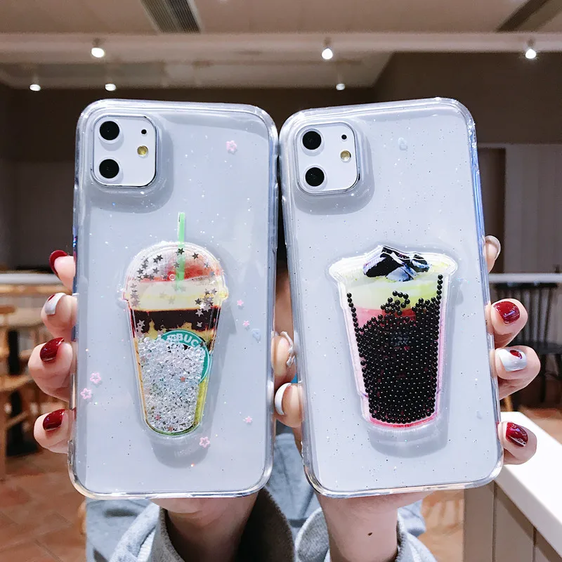 Блестящий Прозрачный чехол для телефона iPhone 11 Pro Max X XR Xs с блестящими листьями