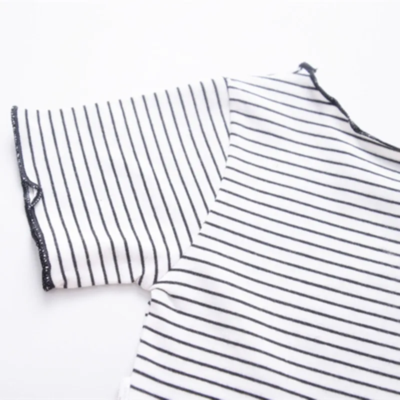 2021 сезон: весна лето для маленьких девочек полосатая хлопковая футболка с