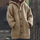 Женский свободный Свитер оверсайз, однотонный теплый трикотажный свитер средней длины с длинным рукавом, Осень-зима