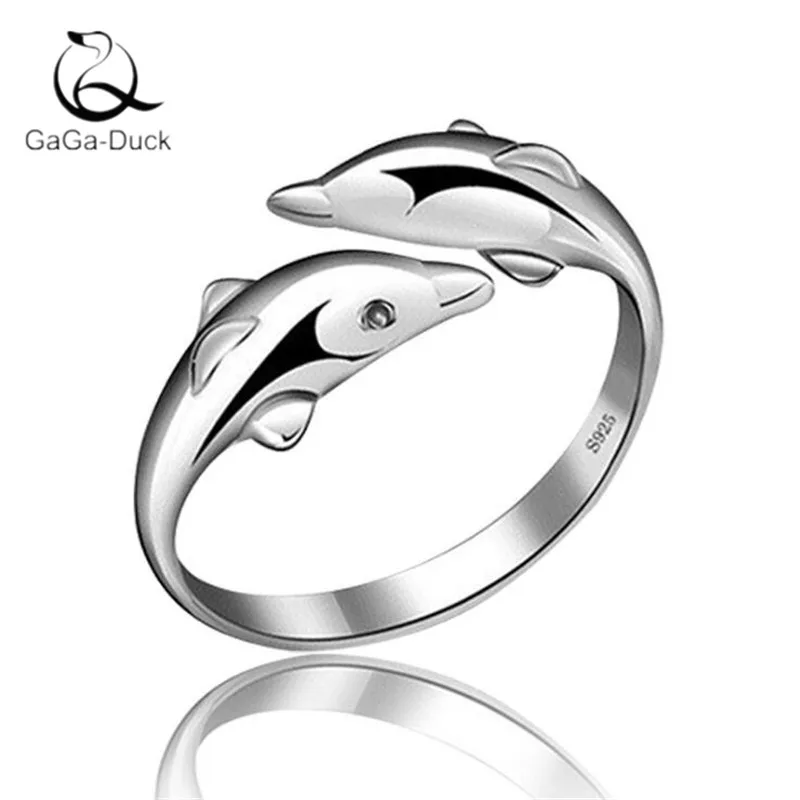 Женское кольцо с дельфином открытое ювелирное изделие из стерлингового серебра