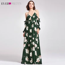 Платья для выпускного вечера с цветочным принтом Ever Pretty AS07178GR ТРАПЕЦИЕВИДНОЕ ПЛАТЬЕ С v-образным вырезом простое пляжное стильное Выпускное Платье Vestido De Formatura