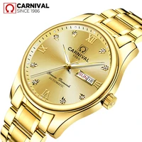 carnival fashion gold automatic watches men luxury business mechanical wristwatch waterproof luminous calendar 2022 reloj hombre