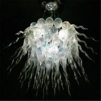 hand blown glass crystal chandelier white w90xh100cm led art pendant light indoor lustre hotel hallparlor decoration