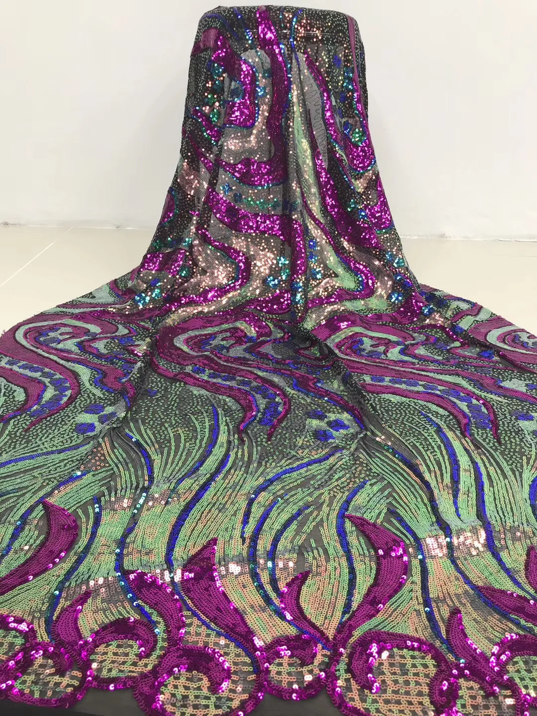 

African sequin lace fabric 2020 high quality French tulle lace fabric embroidery Nigeria lace fabric clothes J40591