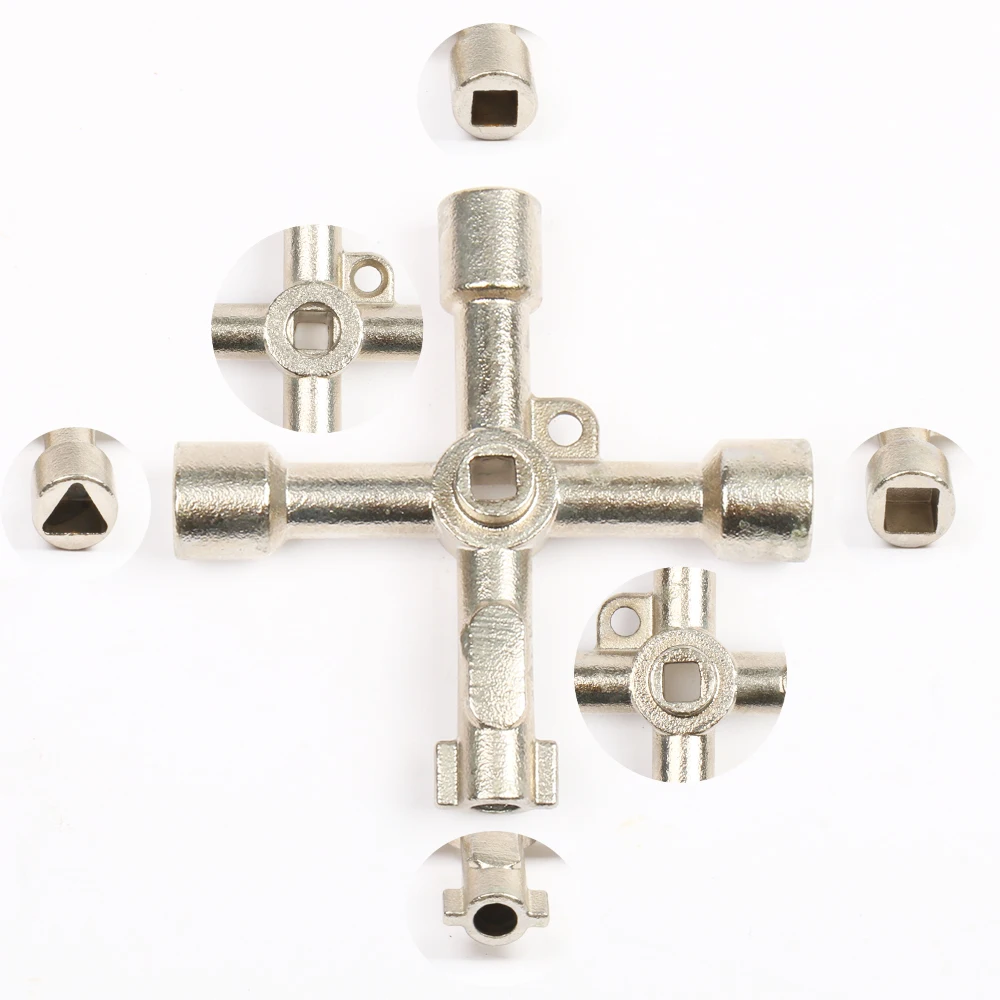 

TECHSTABLE Multifunction stainless steel triangle key water meter valve wrench elevator train Cross wrench