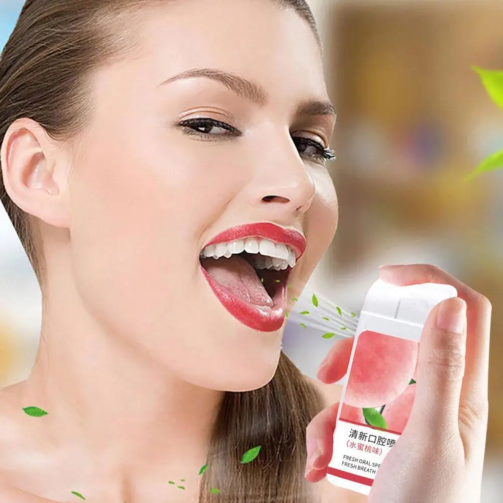 

20 мл освежитель воздуха для рта спрей персиковый мятный аромат спрей уход за ртом некачественное освежающее лечение B0i9