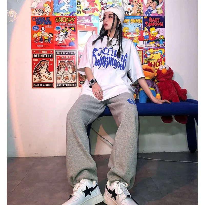

2021 Hip Hop Style Unisex Letters Printed Tshirts Summer Short Sleeve Gothic Tees Oversized Loose Cotton Ins Fashion Streetwears