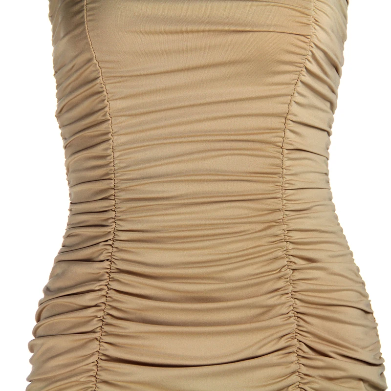 

2021 Ruched Mini Dress Solid Summer Women Bodycon Basic Strapless Backless Sexy Tube Dress Party Prom Elegant Casual Dresses