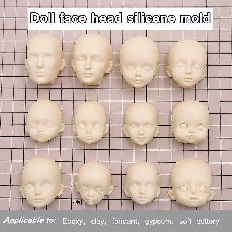 Форма силиконовая для головы кукольного человека форма лица глина помадка