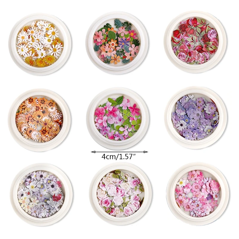 1 Set 9 Styles Wood Pulp Sheets DIY 3D Flower Nail Decal Stickers for UV Epoxy Resin Molds Art Manicure Handcraft | Украшения и