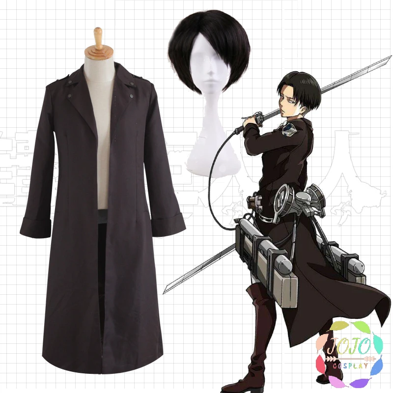 Shingeki No Kyojin атака на титана Леви Косплей длинный плащ Униформа куртка топ Зима