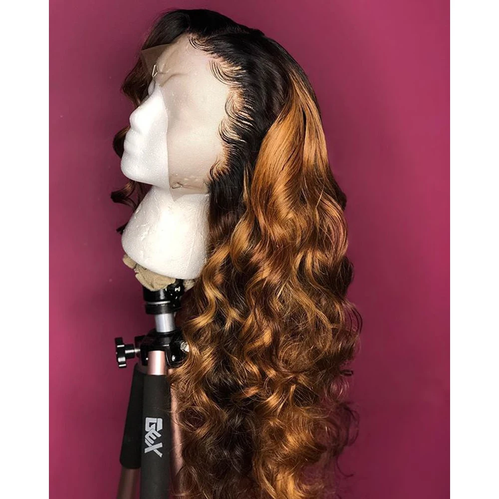 Медовые светлые человеческие волосы парики цветные с глубокой волной на