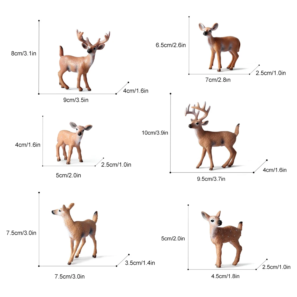 

6pcs White Tailed Deer Early Educational Gifts Kids Realistic Cognitive Ability Improve Figurines Toy Kit Teaching Aids