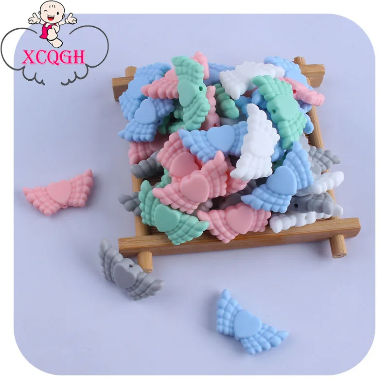 

XCQGH 3Pcs Mini Angel Wing Silicone Beads Baby Nursing Teething Beads DIY Pacifier Nipple Holder