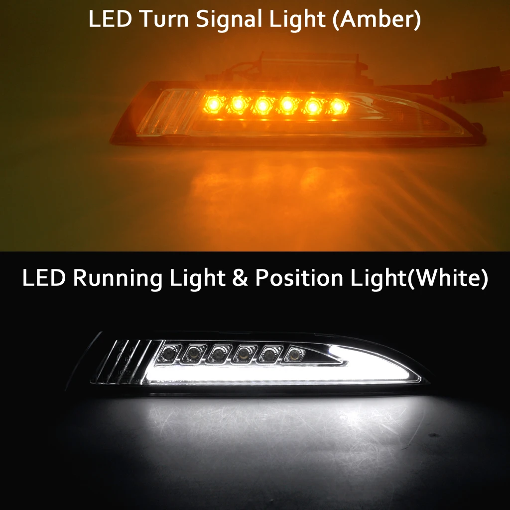 

For VW Scirocco 2008-2013 Car Front LED side marker Lamp Amber Turn Signal Lights and White DRL Daytime Running Lights