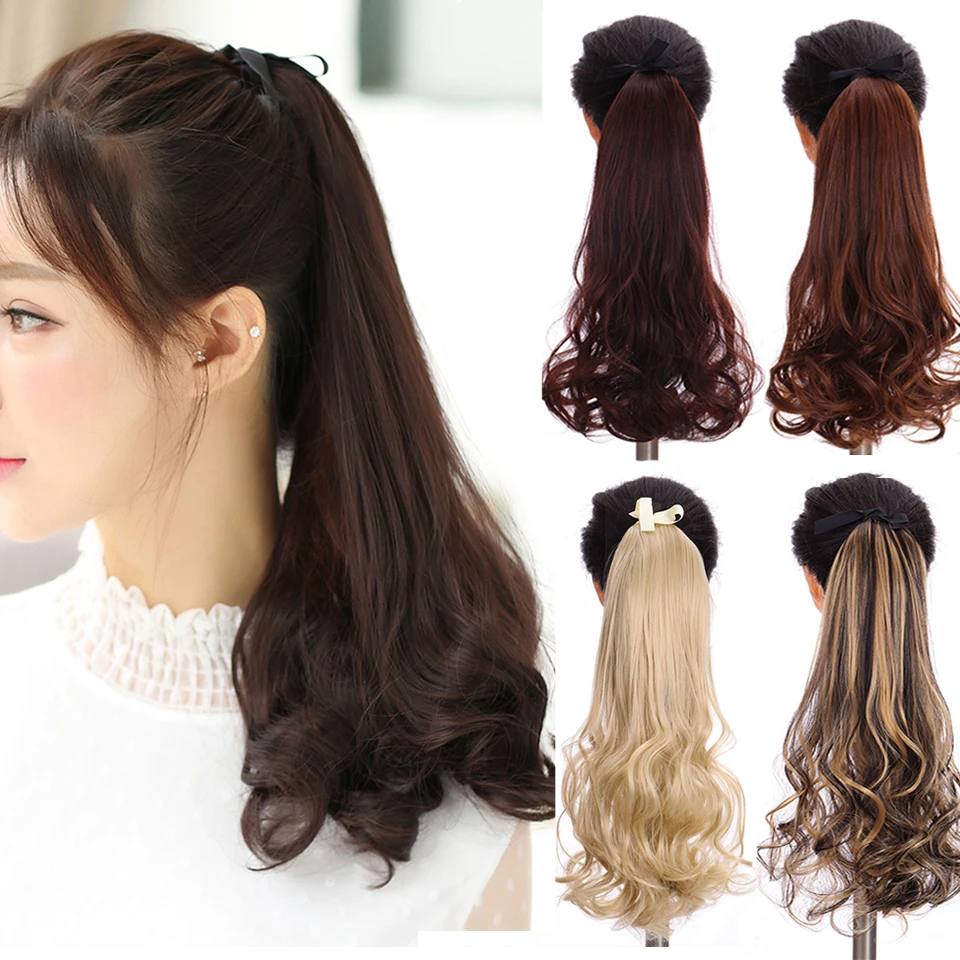 LUPU длинные волнистые кудрявые синтетические заколки для конского хвоста