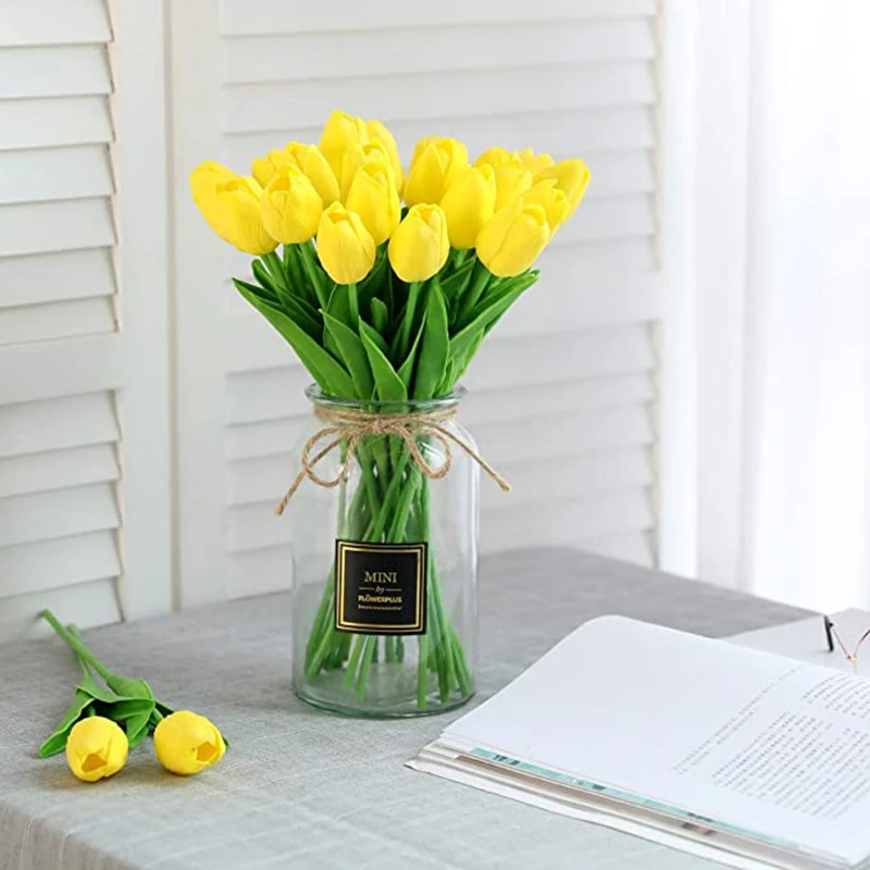 

20pcs Artificial Tulip Flower Real Latex Diy Bridal Wedding Bouquet Home Decoration Artificial Flower Generic Decoration Item