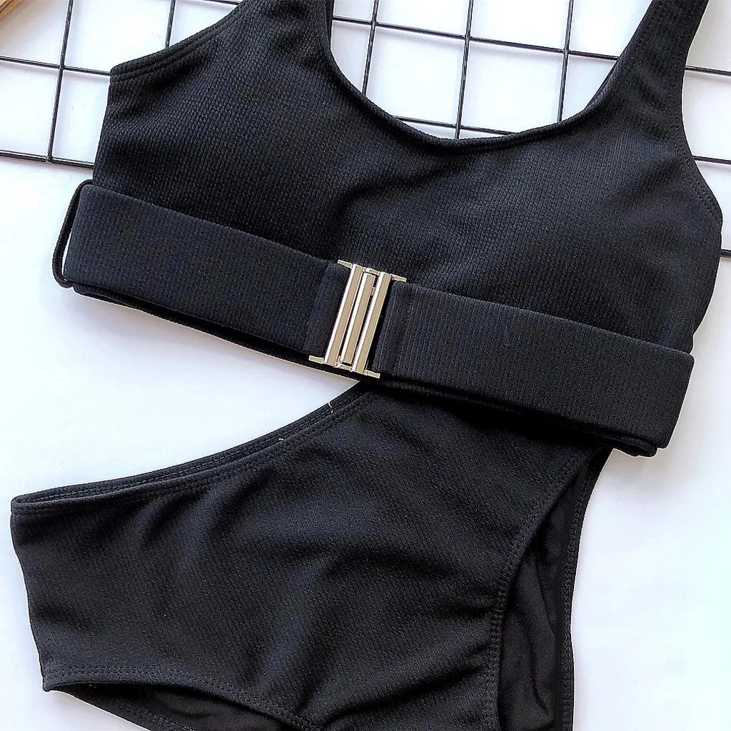 Женский купальник новинка сексуальный с пряжкой подкладкой бикини высокая талия