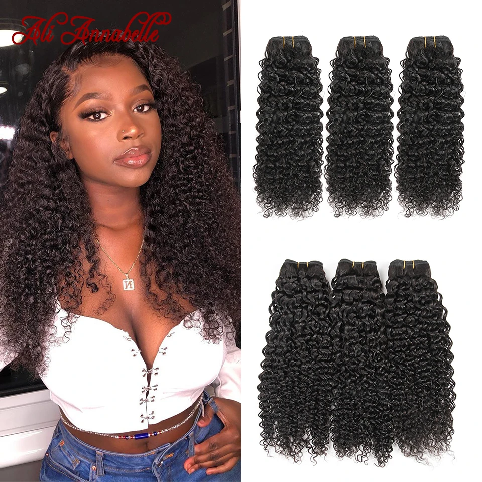 Али Аннабель пучки волос 1/3/4 малазийские вьющиеся человеческие волосы 100%
