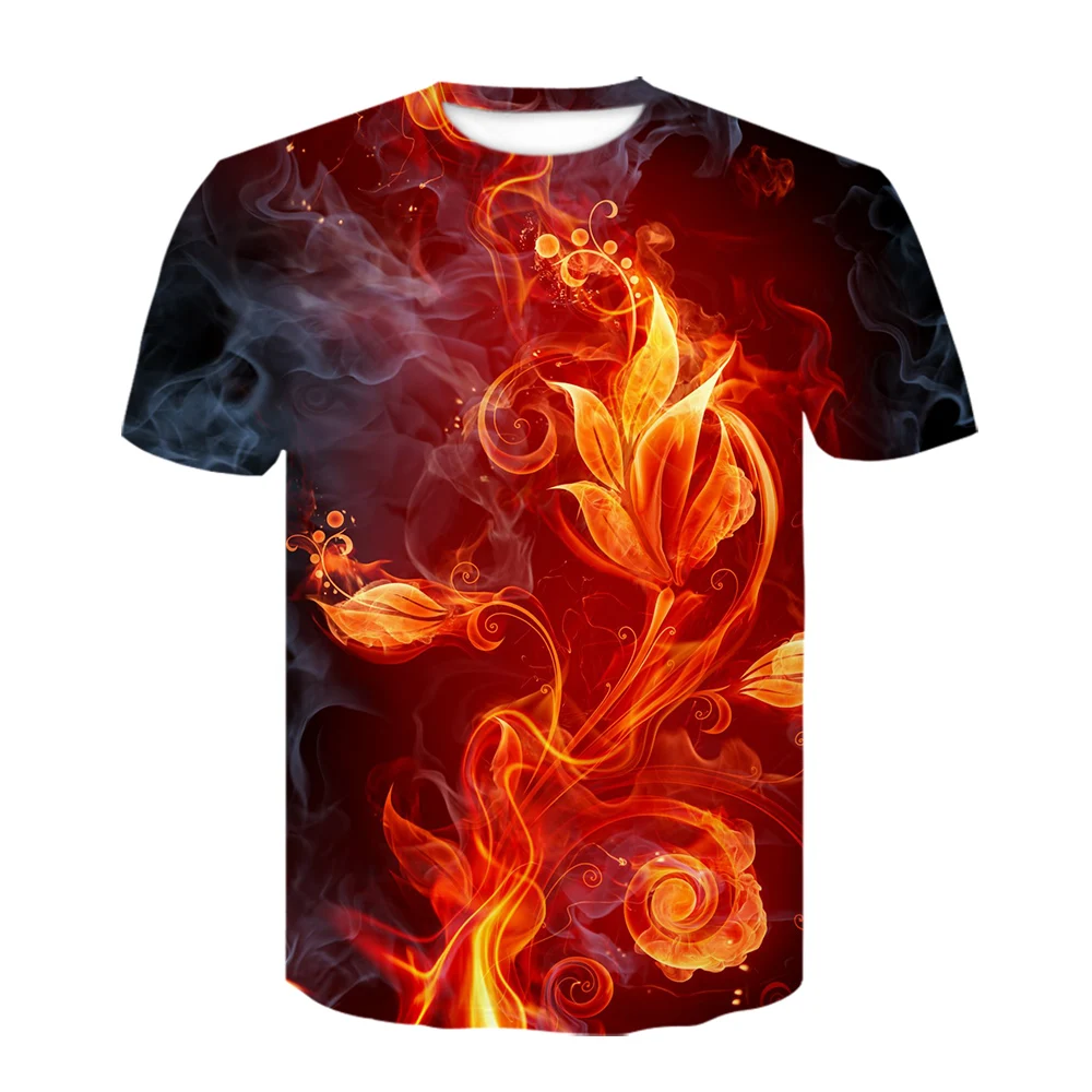 

2021 summer short-sleeved T-shirt brand men's plus size T-shirt male hip-hop men's metal rock band 3D printing black ice T-shirt