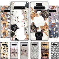 cat cute art phone case for samsung galaxy s20 s10 s21 ultra note 10 20 s9 s8 s7 fe plus lite cover soft silicone tpu