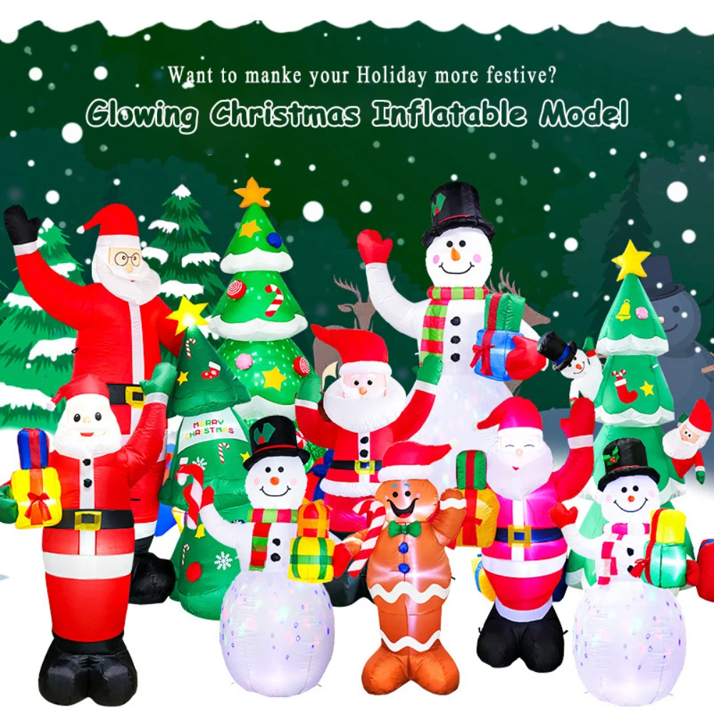 

5FT Inflatable Doll LED Light Merry Christmas Outdoor Santa Claus New Year Decoration Garden Soldier Toys Arrangement Props