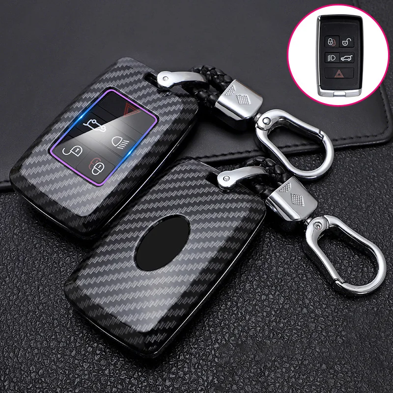 

ABS Carbon Fibe Car Remote Key Shell Cover Protect Case For Land Rover Range Rover Discovery 5 Sport For Jaguar XEL E-PACE 2019