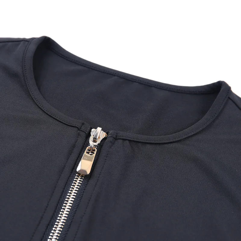 

Sexy O-Neck Zipper Bodysuit Women Black Long Sleeve Rompers Womens Jumpsuit Casual One-pieces Bodysuits Club Party Outfits