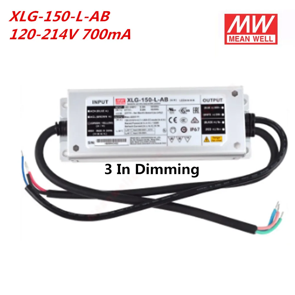 MEAN WELL XLG-150 12V 24V 27-56V 2700mA 1400mA 2800mA constant power LED driver IP67 150W adjustable Supply XLG-150-H-AB | Лампы и