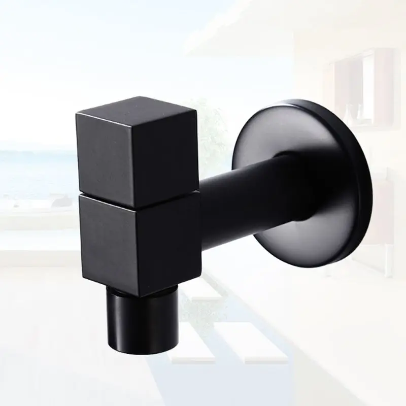 

Black Metal Copper Faucet Wall Mounted Washing Machine Tap Bath Toilet Mop Pool Water Taps for Garden Bathroom Kitchen Use G8TB