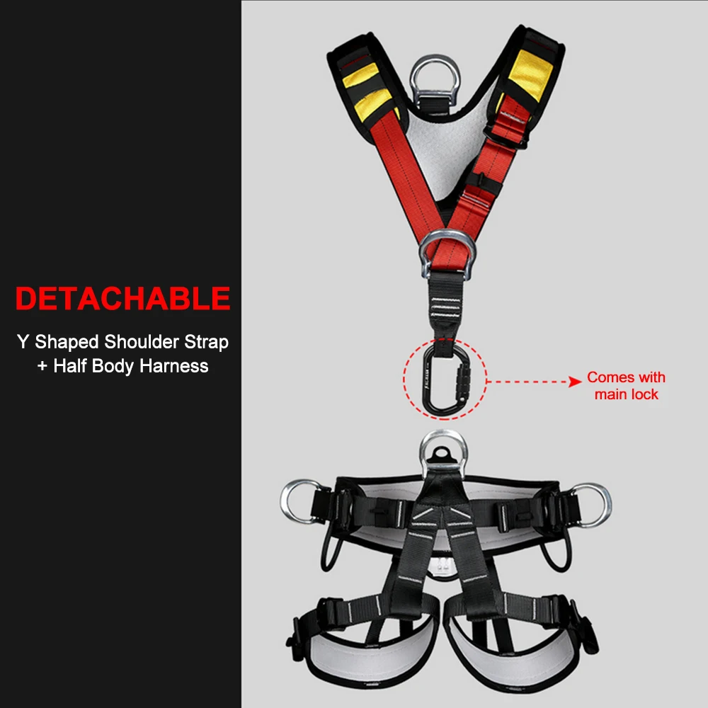 

Full Body Safety Belt Y Shaped Shoulder Strap + Half Harness Tree Climbing Saddle Rock Climbing Aerial Work Harness