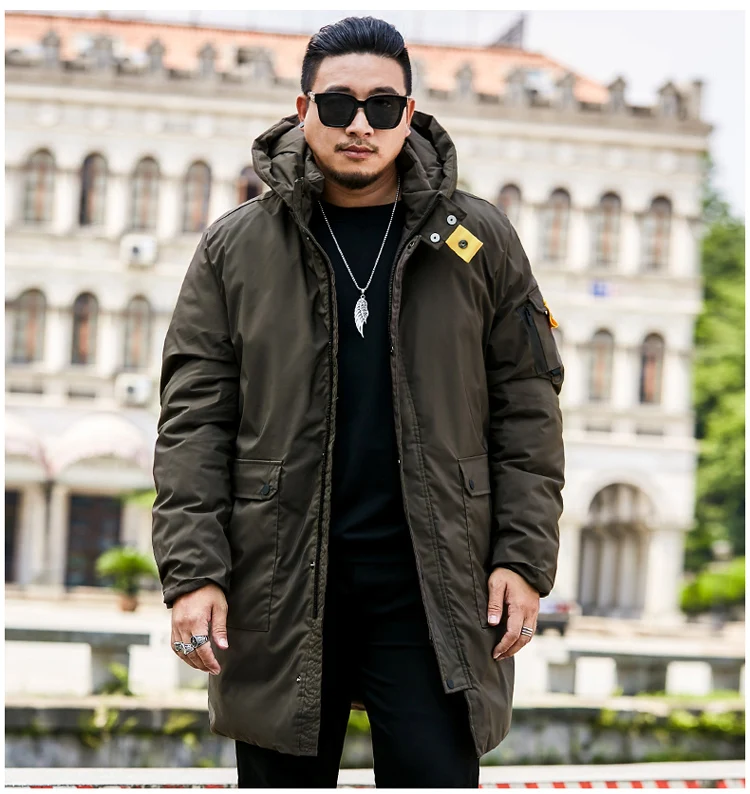 Размер 8XL 7XL 6XL Новая мужская зимняя куртка длинная свободная парка для мужчин Толстая теплая зимняя куртка с капюшоном и воротником для мужчин на-30 градусов