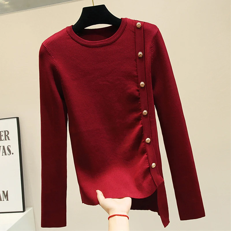 Тонкий пуловер женский осенний свитер с длинным рукавом 2019 белый женская черная