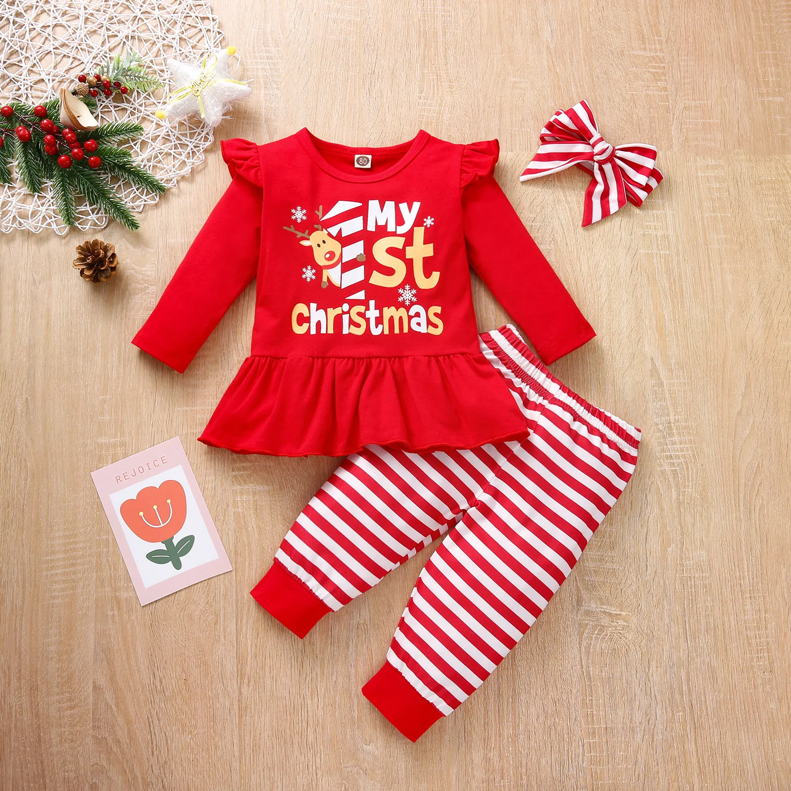 

Autumn New Christmas Toddler Infant Baby Girls Top Dress Outfits Long Sleeve Dress+ Printing Leggings Pants Clothes Set