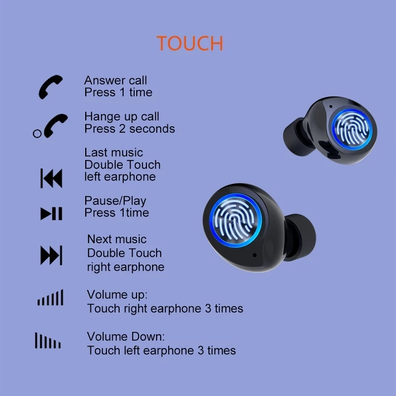 

Bluetooth 5.0 Tws Headphones Led Three Screen Power Display 2000 Ma Wireless Bluetooth Headset Portable Audio Video Consumer