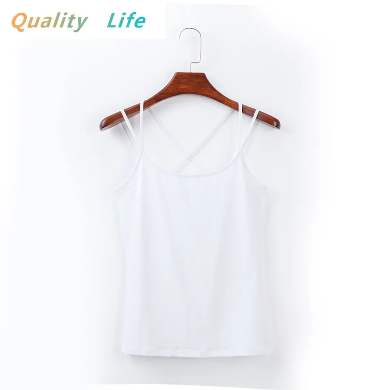 

European Station 2021 Summer New All-match Black and White Striped Slim Bottoming Vest Camisole Women Wholesale